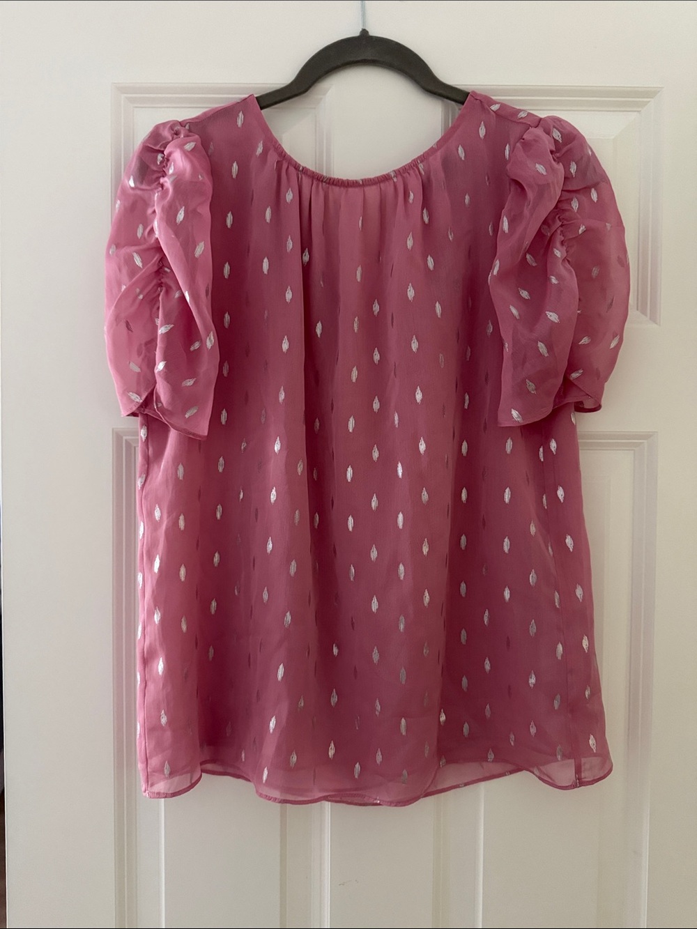 Pink Puff Sleeve Women's Blouse